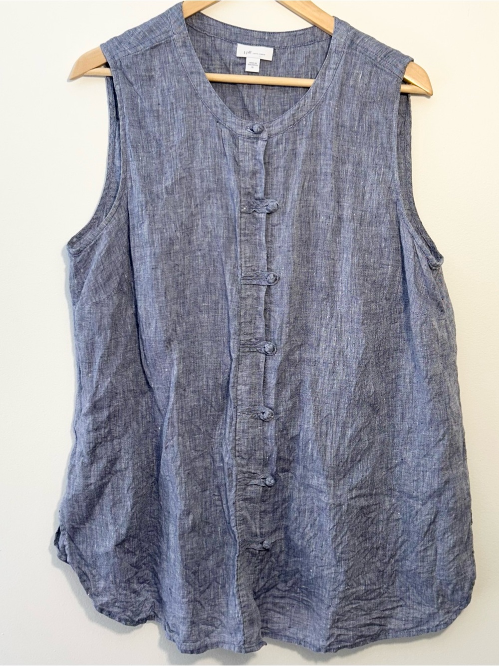 J Jill Love Linen Sleeveless Top Women’s XL Blue Button Up Shirt Laganlook VGC